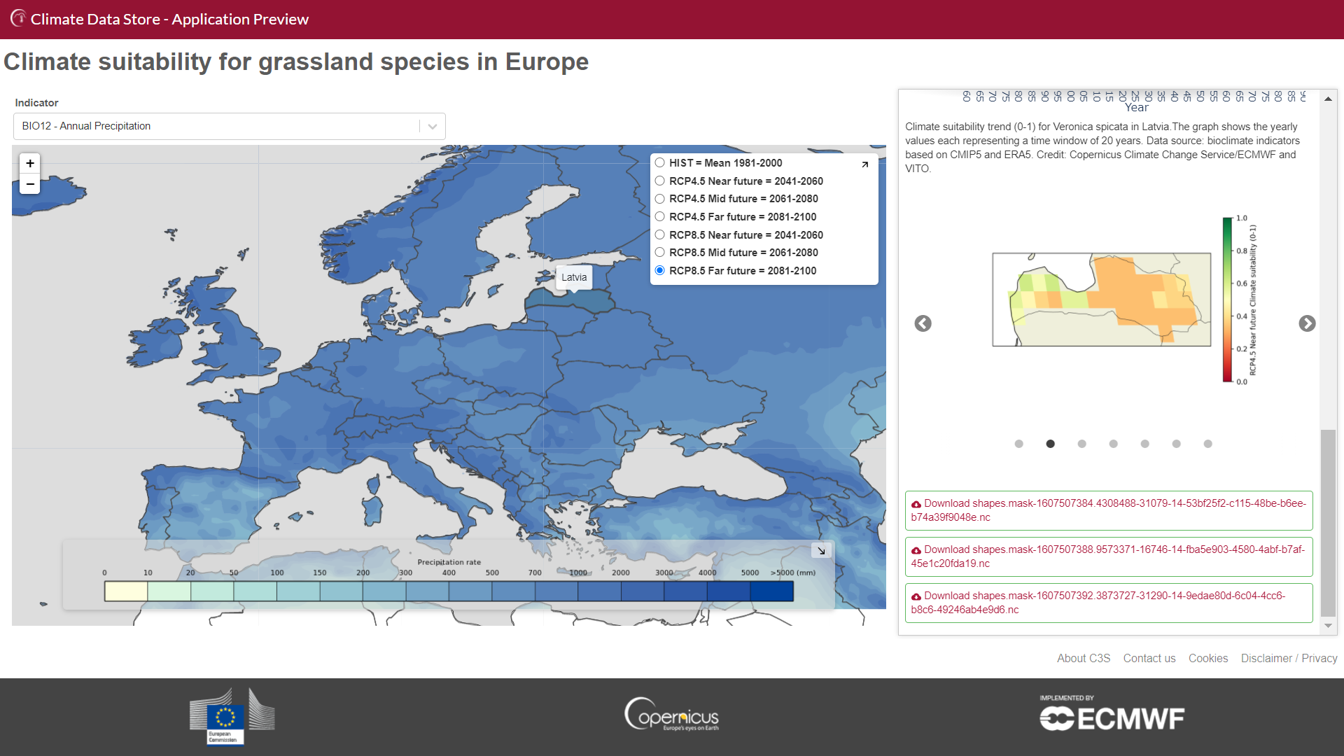 map climate suitability for grassland Latvia