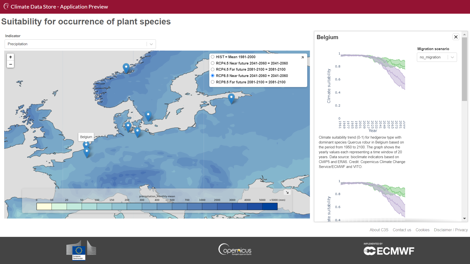 map suitability for occurence of plant species 