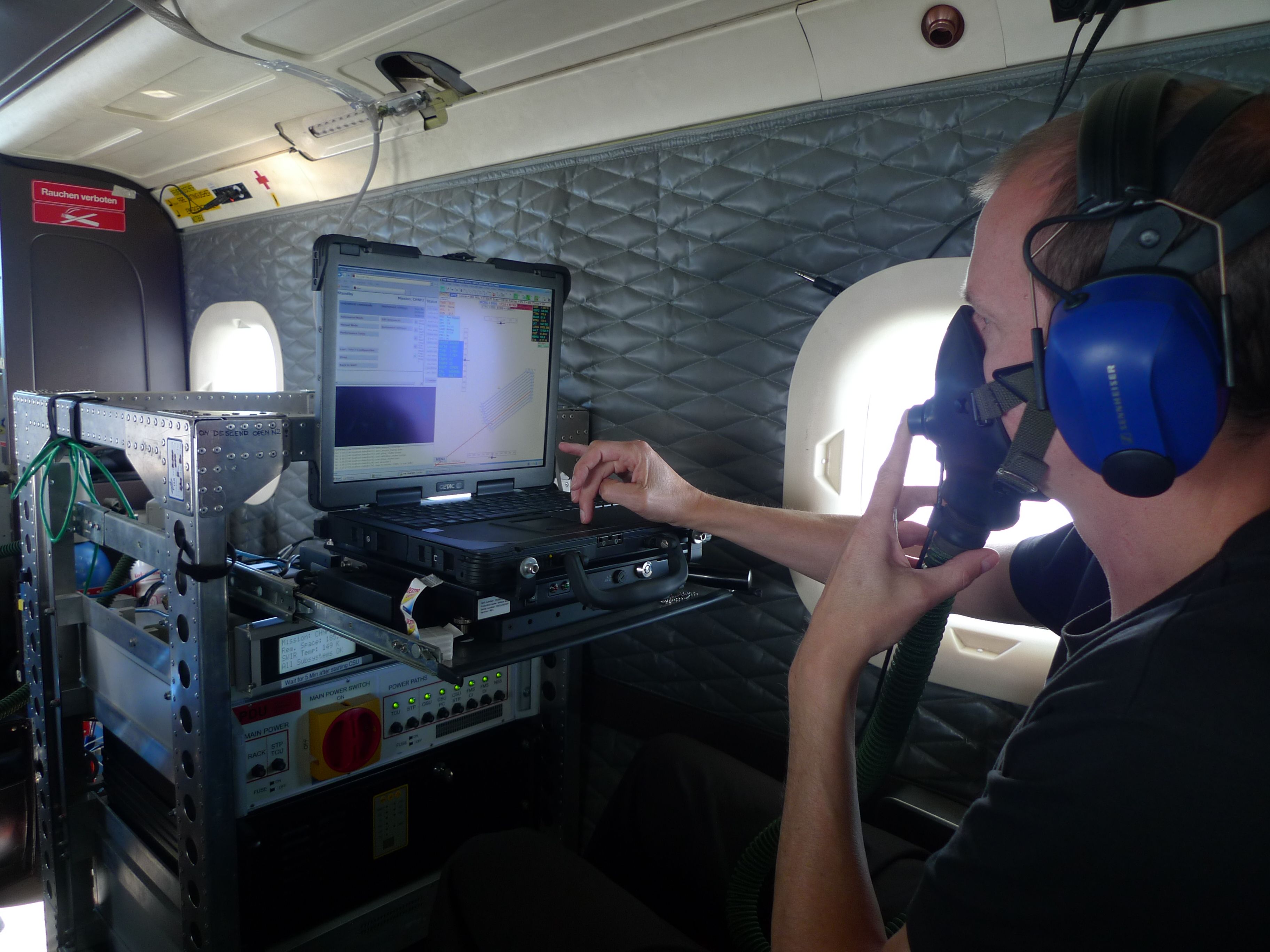 APEX flight operator with oxygen mask