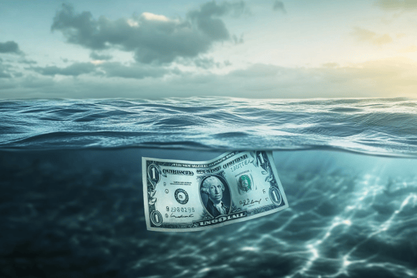 dollarbiljet in water