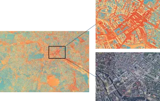 Street-scale level heat stress (Wet-Bulb Globe Temperature) mapping for the city of Berlin. Data can be downloaded from Heat stress indicators at 1m and 30m for Berlin-Brandenburg (zenodo.org)