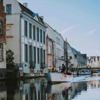 Huizen aan het water in Gent