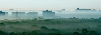 Stad met smog